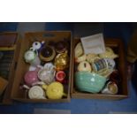 Two Boxes Containing Various Teapots, Teaservices, Ceramics etc