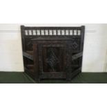 A Carved Oak Hall Stand with Panelled Door to Centre Shelved Cupboard, Side Stick Stand and