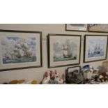 A Set of Three Tall Ship Prints, Victory, Mary Rose and Ark Royal