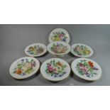 A Hand Painted Porcelain Fruit Set with Tazza and Six Plates