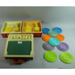A Collection of Fisher-Price to include a School Days Desk and Two Music Box Record Players.