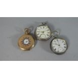 A Collection of Three Pocket Watches to Include Gold Plated Half Hunter and Two Silver Examples (One
