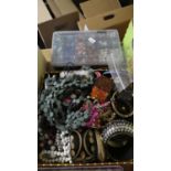 A Box of Beads and Costume Jewellery Together with a Section Box of Loose Beads etc