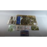 A Tray Containing a Large Quantity of Foreign and British Coins, Bank Notes, Coin Sets etc