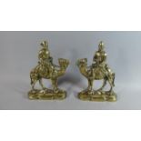 A Pair of Victorian Brass Fire Side Ornaments, General Gordon and Field Marshal Wolseley Riding