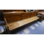 A 19th Century Pitch Pine and Elm Bench Seat, 265cm Long