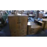An Edwardian Oak Two Piece Bedroom Suite to Include Tall Boy with Two Base Drawers Together with