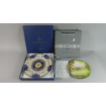 A Boxed Royal Worcester Millenium Plate and Wedgwood Cricket Match Plate