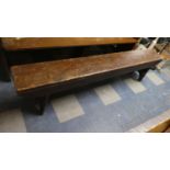 A Stained Pine Bench, 198cm Long