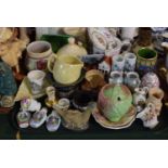 A Tray of Mixed Ceramics to Include Chinese Snuff Bottles, Miniature Vases and Jugs, Crested Ware,