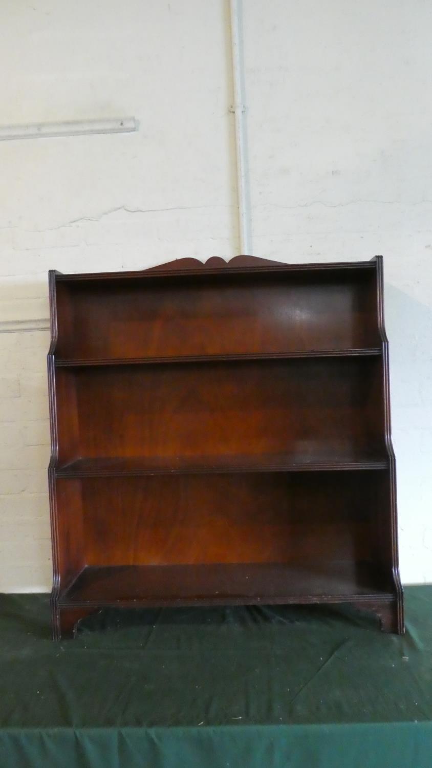 A Mahogany Waterfall Three Shelved Bookcase with Galleried Top, 91.5cm Wide