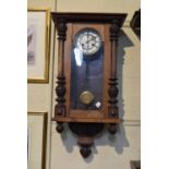 An Edwardian Wall Clock with Half Pilasters, 77cm High