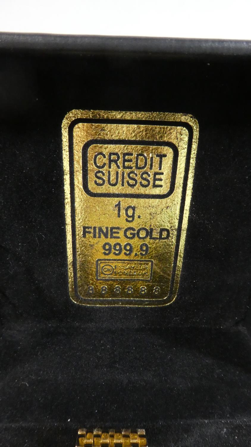 A Credit Suisse Gold Plated Wrist Watch in Original Box - Image 2 of 3