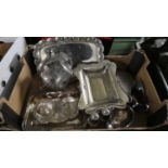 A Box Containing Various Silver Plate