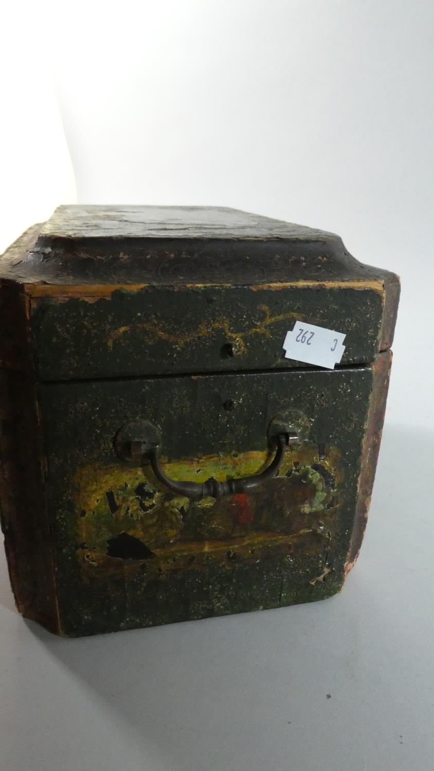 A Late 19th Century Three Division Tea Caddy of Sarcophagus Form with Decoupage Decoration - Image 5 of 6