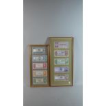 Two Framed Collections of Five Bolivian Bank Notes