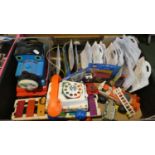 A Tray of Various Vintage Thomas the Tank Toys, Fisher Price Phone etc