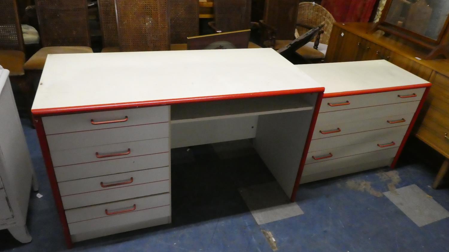 A Matching Modern Dressing Table and Three Drawer Chest