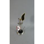 An Edwardian Silver Plated Hat Pin Rest with Four Hat Pins, 15.5cm High