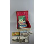 A Vintage Jewellery Box Containing Various Postcards, Teacards Albums and Contents, Eagle Sports