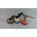 Two Graduated Vintage Havoline Motor Oil Cans Together with a Redex Fuel Additive Dispenser