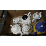 A Box Containing Six Various Teapots Including Sadler Elizabeth I
