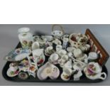A Tray Containing Miniature Ceramic Items to Include Teapots, Cups and Saucers, Pin Dishes etc