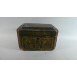 A Late 19th Century Three Division Tea Caddy of Sarcophagus Form with Decoupage Decoration