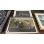 Two Framed Prints, School Room and Ladies Working In Fields