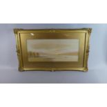 A Gilt Framed Watercolour Depicting River Scene with Boats, Cattle and Figures Signed Inson Earp,