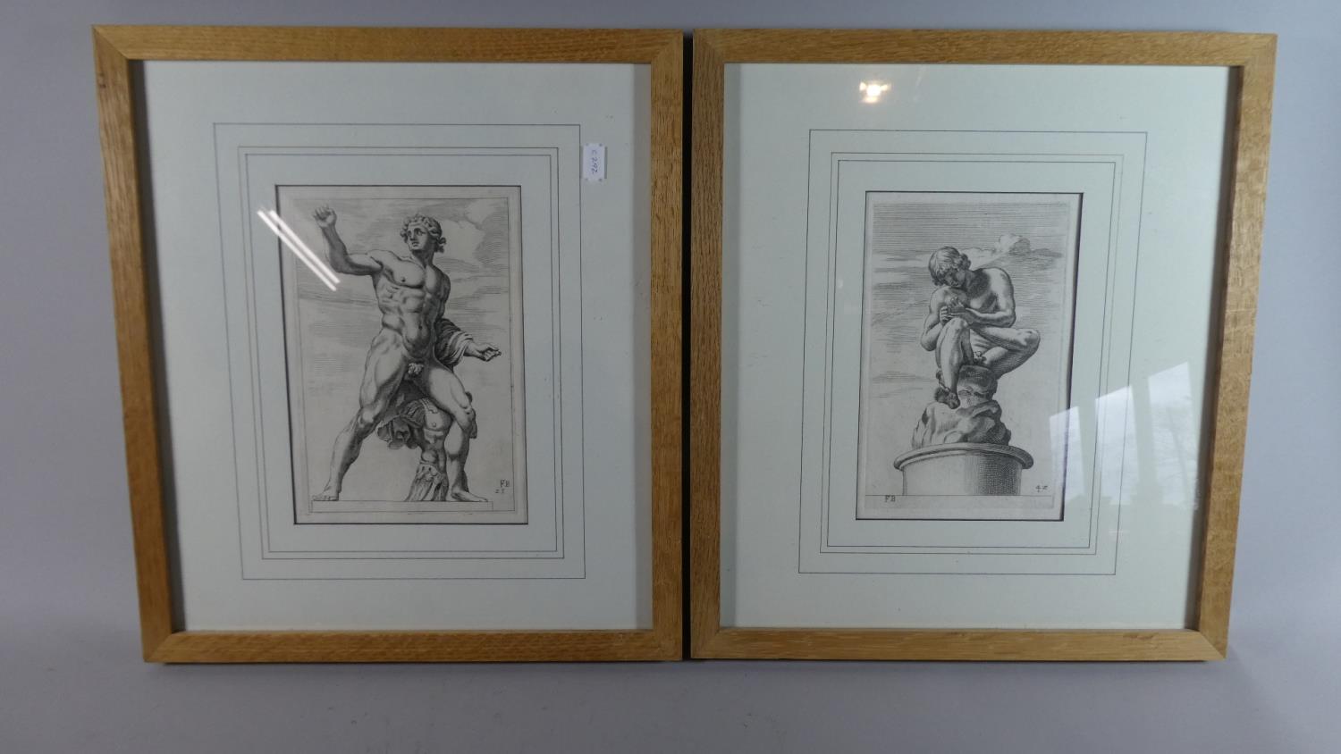 A Pair of Framed Classical Prints of Engravings Depicting Classic Statues