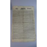 Two Pages of the Original The Times Newspaper, London, Thursday June 22nd 1815 Including Copy of