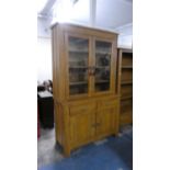A Modern Sideboard Cabinet with Glazed Shelved Top Section, Two Centre Drawers and Cupboard Base,
