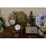 A Tray Containing Various Clock Movements and Clock Parts, French Barrel Clock for Restoration,