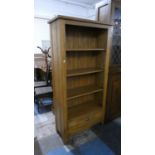 A Modern Four Shelf Open Bookcase with Base Drawer, 90cm Wide