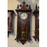 A Late Victorian Mahogany Cased Two Weight Vienna Wall Clock, 130cm High