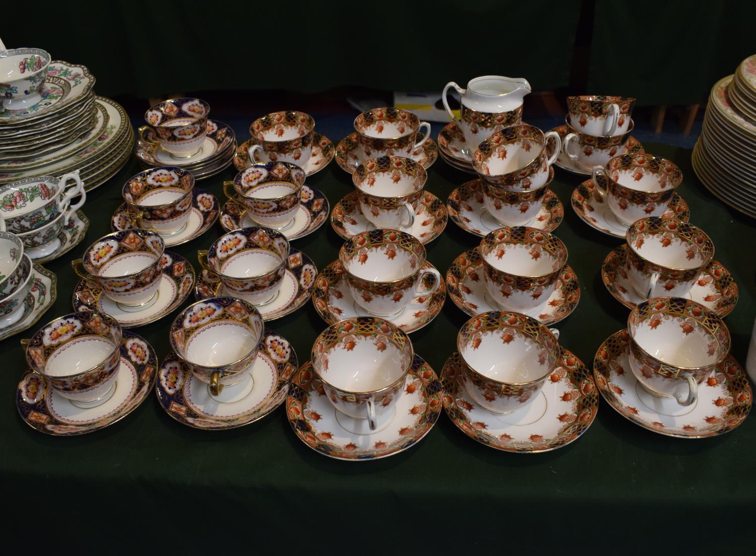 Two Edwardian Cobalt Blue, Gilt and Red Tea Sets