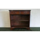A Mahogany Two Shelf Open Bookcase with Two Top Drawers, 76.5cm Wide