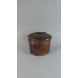 An Oval Copper Lidded Box with Carrying Handle, 17.5cm High