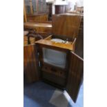 An Unusual Vintage Walnut Cased Ekco Television and Record Player with Hinged Lift Top, 59cm Wide