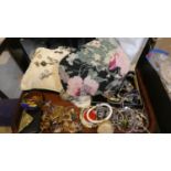 A Tray Containing Various Costume Jewellery, Cufflinks, Brooches etc