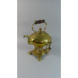 An Edwardian Brass Spirit Kettle on Stand, 33cm High