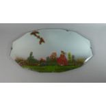 A Mid 20th Century Bevel Edge Wall Mirror with Painted Crinoline Lady Decoration, 56cm Wide