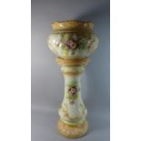 An Edwardian Ceramic Jardiniere on Stand with Floral Decoration, 82.5cm High