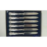 A Set of Six Silver Handled Fruit Knifes, Sheffield 1916