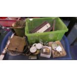 A Tray Containing Various Clock Movements, Pocket Watch Parts and Dials Etc