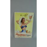 A 1950's Cardboard Advertising Panel for Ovaltine Cold, The Perfect Summer Drink, 38cm High