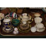 A Tray of Ceramics to Include Royal Crown Derby Coalport Batwing Trio, Royal Vienna etc