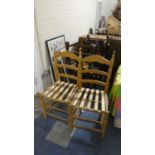 A Pair of Pine Ladder Back Chairs