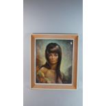 A Framed 1960's J H Lynch Print of a Girl, 70cm High